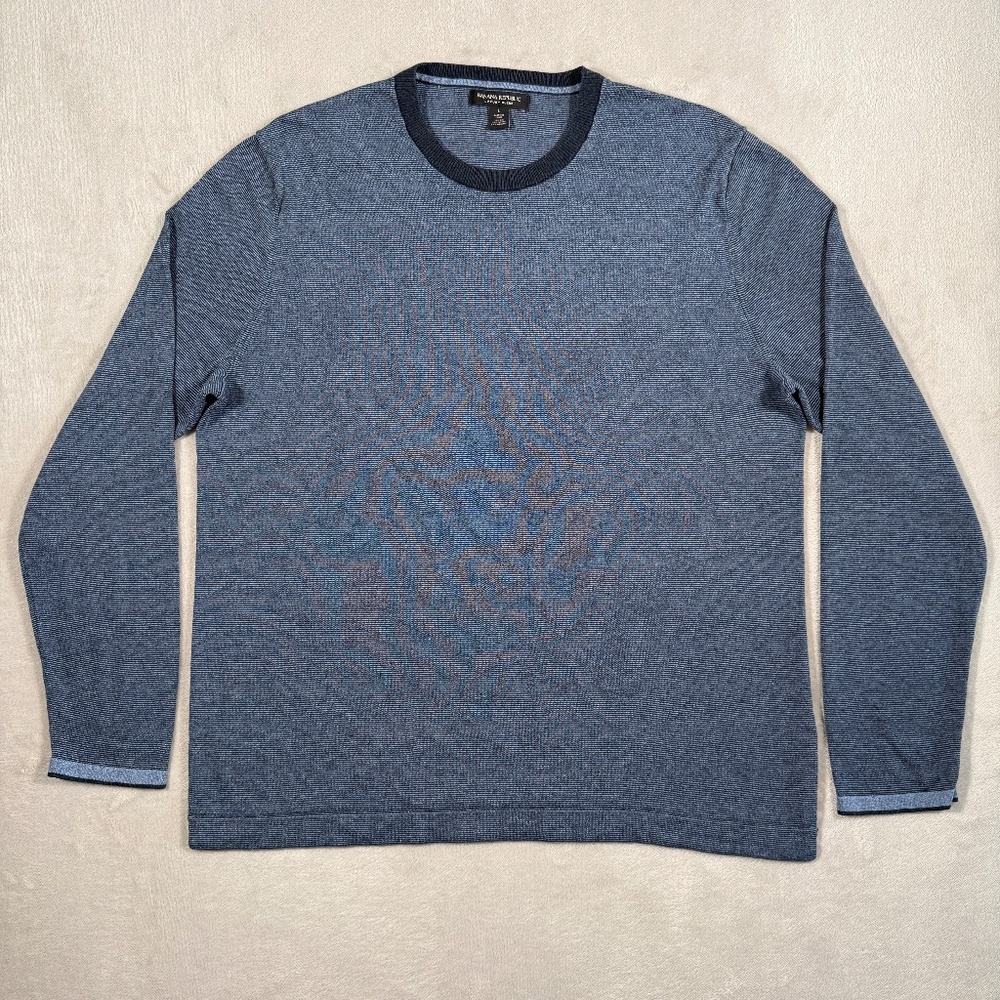 Banana Republic Sweater Mens Large Navy Luxury Silk Blend Crewneck